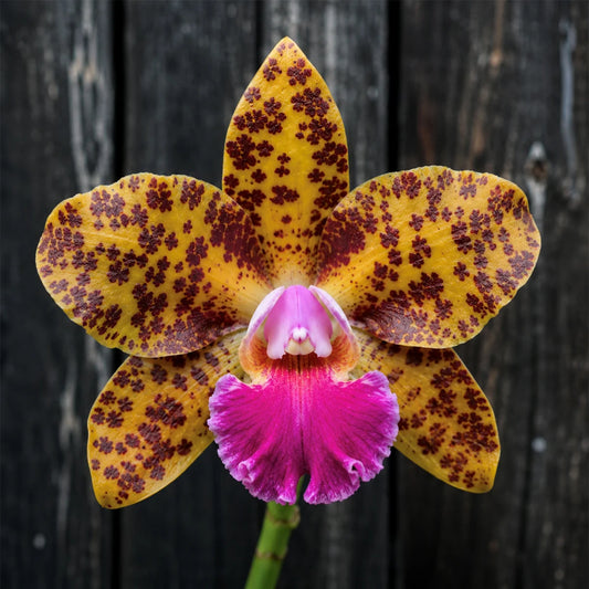 Rlc. Waianae Leopard 'Ching Hua' x Blc. Sun Spots 'Waiomao's Golden Leopard' -Blooming size